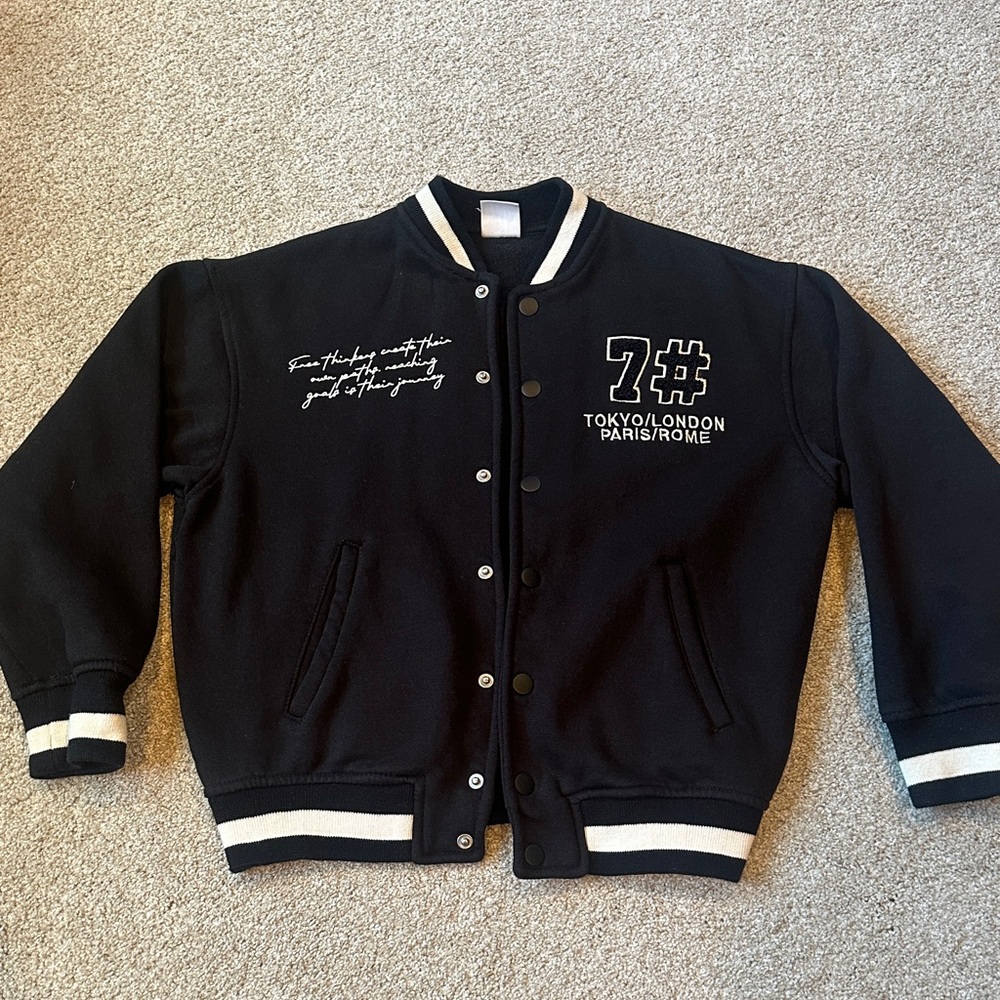 Zara Black Varsity Jacket with Embroidered Cities